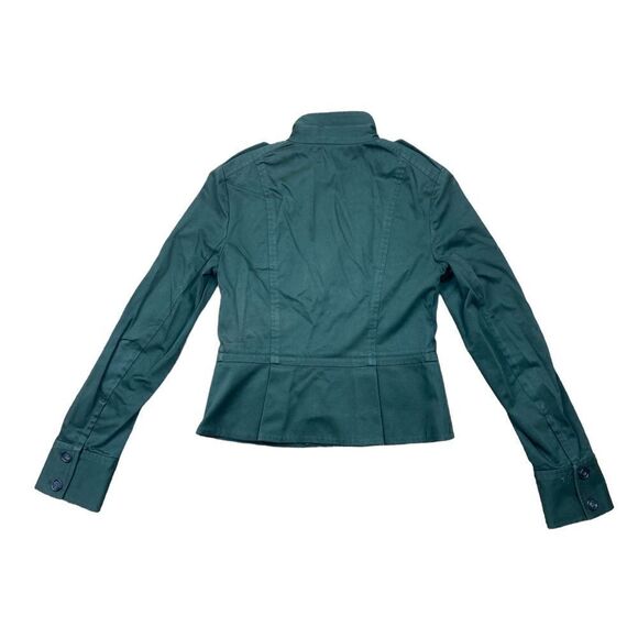 Theory Green Military-Style Fitted Blazer with Piping Detail - Picture 2 of 4